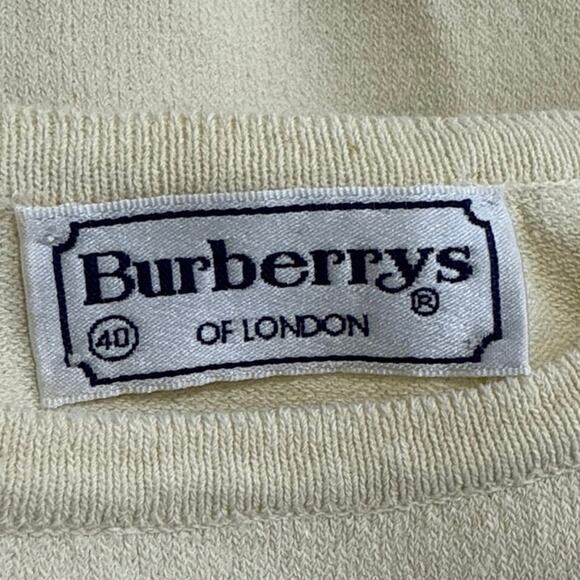 Burberrys Cream White Colorblock Knit Short Sleeve Sweater Tee T-Shirt Top Sz 6 - Picture 4 of 4